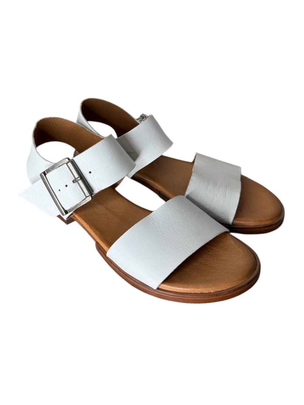 MIZ MOOZ White Leather Marlo Sandals Buckle Strap Size 37 / 6.5 / 7